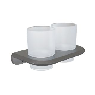 Стакан для ванной комнаты двойной Knotlor SC1032GM, оружейная сталь